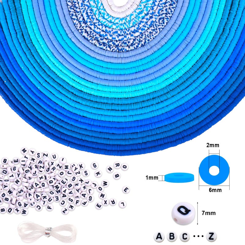 JMUQ 50 Strands Clay Beads  50 Colors Flat Preppy Polymer Clay Heishi Beads with Letter Beads for Friendship Bracelets Jewelry Making Kit  DIY Arts and Crafts - Image 3